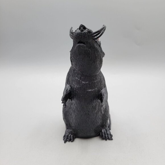 Black Plastic Rat Red Eyes Halloween Decor Standing Long Creepy Tail Squeaker - Picture 2 of 5